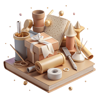 beautiful classic Bookbinding Tools Collection Transparent Background high quality png
