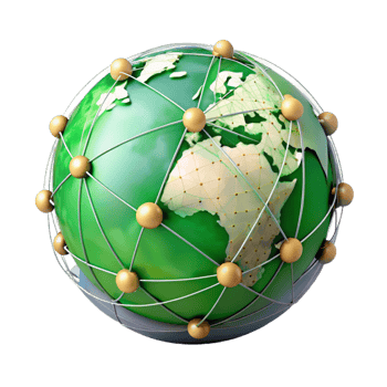 vibrant abstract Earth Globe with Green Overlay Soft Lighting Transparent genuine png