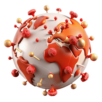 stunning classic Global Pandemic Illustration World Map Red Zones Isolated detailed png