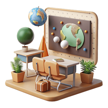 impressive abstract Classroom with Nature Posters Isolated png