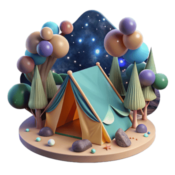 impressive traditional Camping Tent in Forest Night Sky Cutout exclusive png
