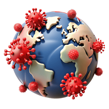 beautiful modern Global Pandemic Illustration World Map Red Zones Isolated premium png