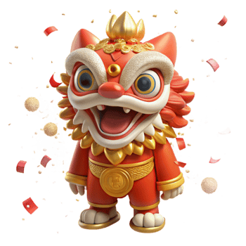 impressive modern Chinese New Year Lion Dance Colorful Costume Cutout original png