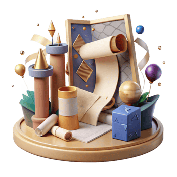 serene artistic Conserving Artifacts Museum Display with Documents Cutout high quality png