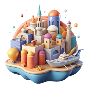 serene creative Colorful Illustration of a Spice Market Cutout original png