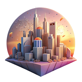 dramatic vintage City Skyline at Sunset Cutout original png
