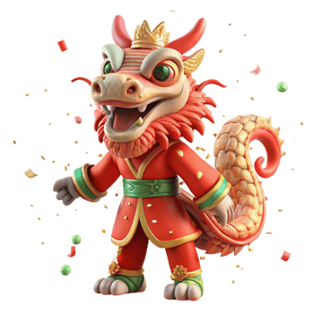 serene contemporary Chinese New Year Dragon Costume Intricate Design png