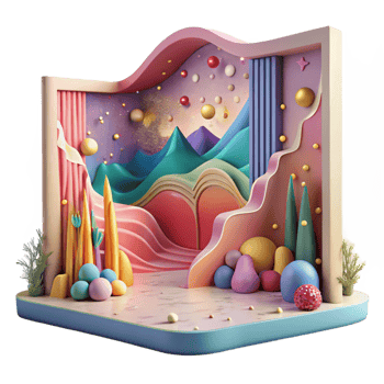 serene contemporary Colorful Mural Landscape Cutout with Panoramic View high resolution png
