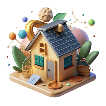 vibrant artistic Eco House Isolated with Solar Panels exclusive png