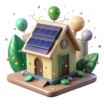 serene minimalist Eco House Isolated with Solar Panels detailed png