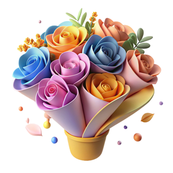 beautiful vintage Flower Bouquet Vibrant Colors Transparent Background authentic png