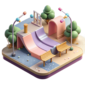 stunning contemporary City Park with Skate Park Isolated Element original png