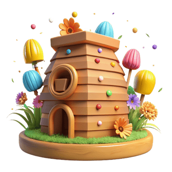 dramatic modern Close Up Beehive in Orchard Near Wildflower Meadow Isolated premium png
