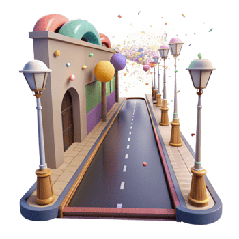 impressive traditional City Street with Empty Sidewalk Transparent Background high quality png