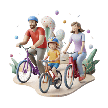 impressive traditional Family Riding Bikes in Park Cutout professional png