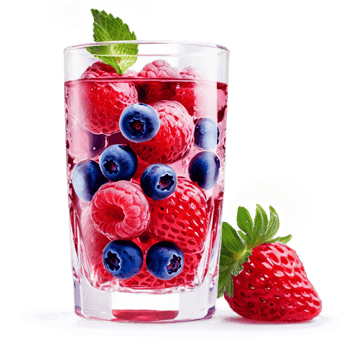 A glass filled with berries and water png