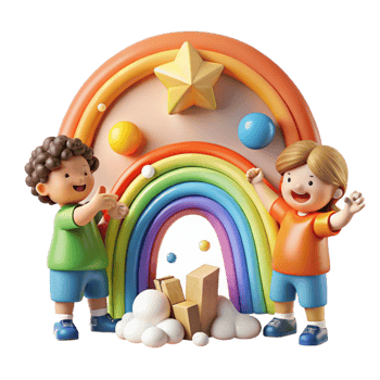dramatic artistic Children Drawing Rainbow Hopeful Symbol Cutout png