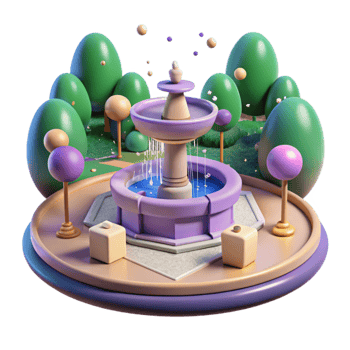 extraordinary contemporary City Park with Fountain Isolated Element authentic png