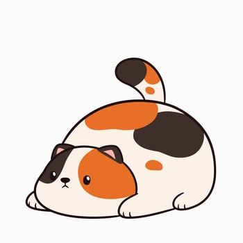 A cartoon cat laying down on its side vector