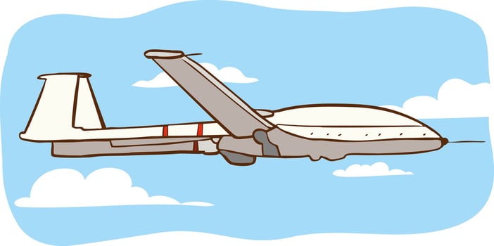 Military UAV flying in the sky Illustration vector