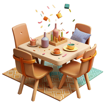 stunning vintage Dining Table with Chairs Cutout authentic png