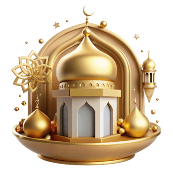 vibrant traditional Eid Mubarak Mosque Dome Golden Detail Cutout high resolution png