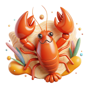 impressive minimalist Crayfish Cutout Isolated Red and Orange detailed png
