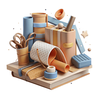 vibrant abstract Bookbinding Tools Collection Transparent Background exclusive png