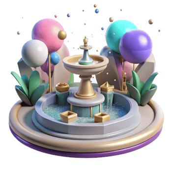 extraordinary rustic City Park with Fountain Isolated Element high quality png