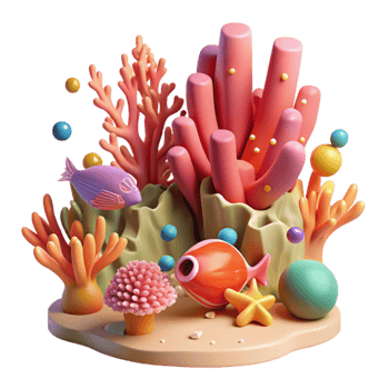 stunning traditional Coral Reef Cutout with Diver Silhouette Isolated original png
