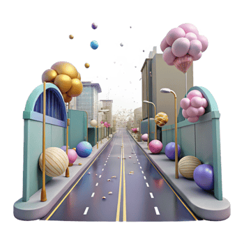 dramatic artistic Deserted City Street After Rain Isolated Element authentic png