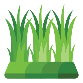 Cartoon Style Green Grass Blades on White Background vector