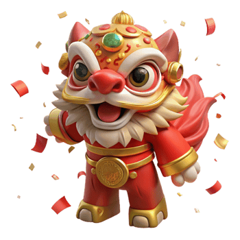 elegant creative Chinese New Year Lion Dance Colorful Costume Cutout detailed png