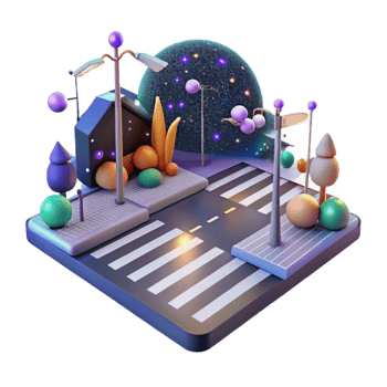 wonderful traditional City Street with Crosswalk at Night Isolated Element exclusive png