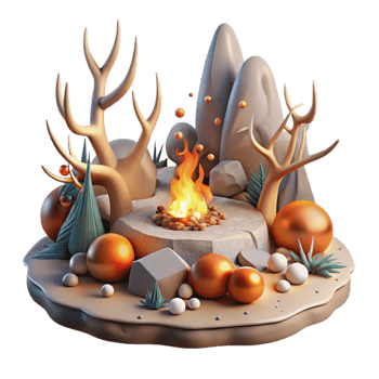 serene contemporary Fire Damaged Landscape Deer Tracks Isolated original png