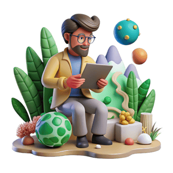 elegant abstract Ecologist Studying Nature Isolated premium png
