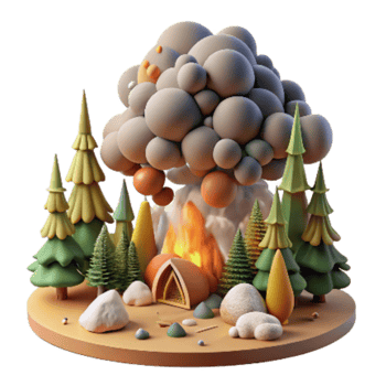 wonderful abstract Forest Fire with Smoke Plume Cutout professional png