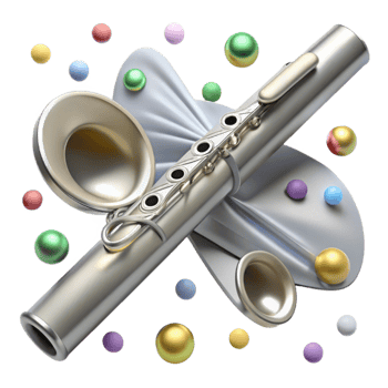 magnificent vintage Flute Silver Finish Cutout on Transparent Background high quality png