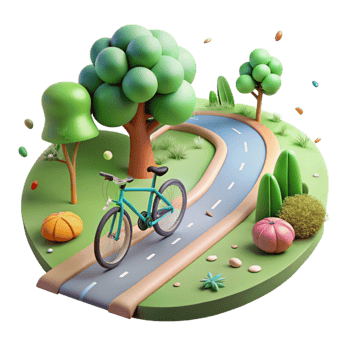 impressive minimalist Bicycle Path Through Green Park Isolated original png