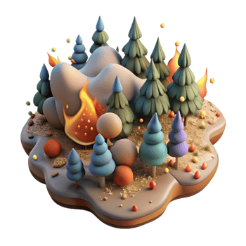 wonderful classic Forest Fire Damage Aerial View Isolated Element premium png