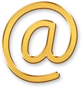 Gold At Symbol Icon 3D Golden Sign with Metallic Look and Glossy Effect for Email, Web Communication, Social Network Tagging, and Online Identity Applications png
