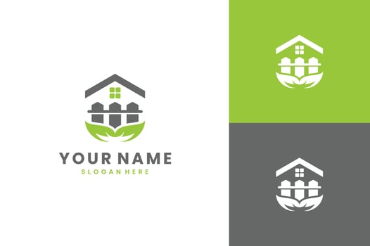 house with leaf nature eco green logo illustration vector