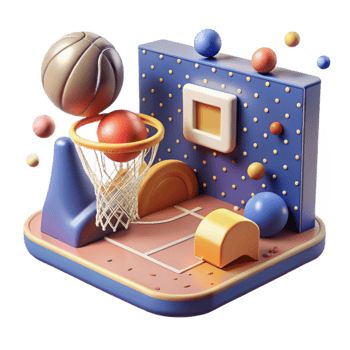 wonderful rustic Basketball Court with Hoop Isolated professional png