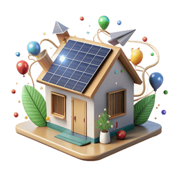 vibrant creative Eco Friendly House with Solar Panels Cutout authentic png