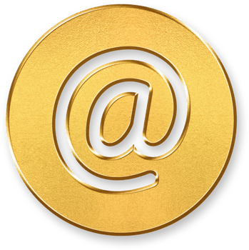 Gold At Symbol Icon 3D Golden Character with Glossy Finish and Metallic Shine for Email Address, Web Identity, and Digital Tagging Features png