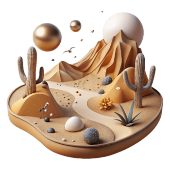 wonderful classic Desert Landscape with Bird Tracks Transparent Background high resolution png