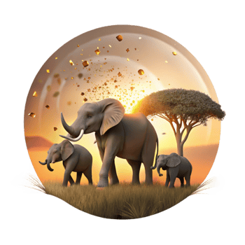 stunning traditional Elephant Migration Family Group Cutout Savanna Landscape Transparent Background premium png