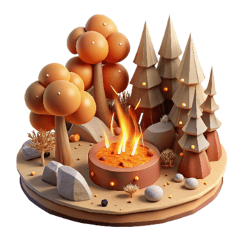 elegant abstract Deforestation Scene Burning Trees Transparent Background Warm Tones genuine png