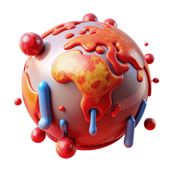 elegant modern Globe Showing Temperature Increase Isolated with Red Highlights professional png