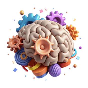 extraordinary artistic Brain Gears Interlocking Cutout on Transparent Background exclusive png